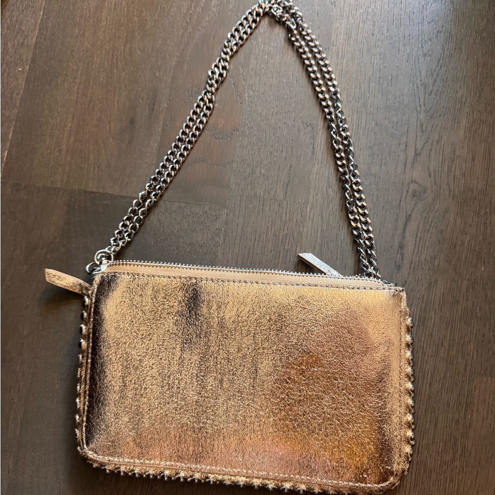 Zara Metallic Gold Clutch with Chain